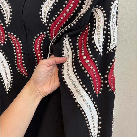 Vintage Small Western Showmanship Leather Embellished Horsemanship Jacket - Picture 8 of 15